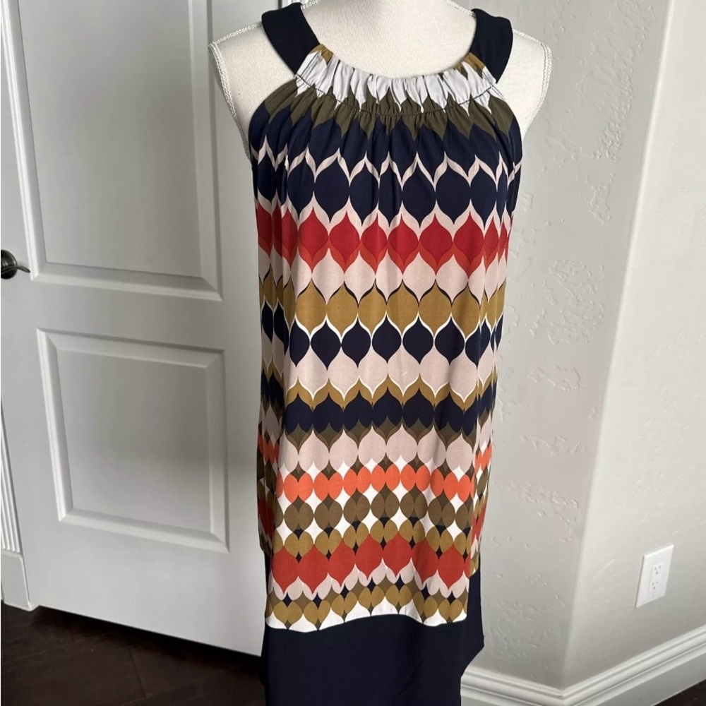 EnFocus Studio Dress Women's Size 6 Multicolor Striped Halter Wide Strap Stretch